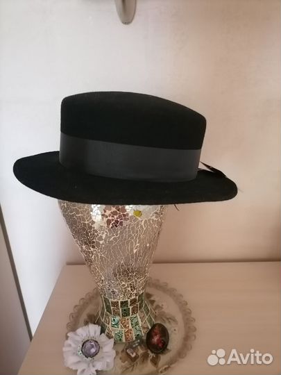 Шляпа фетровая женская (канотье)