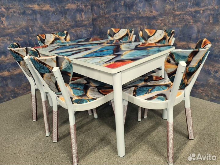 Стол обеденный раздвижной и стулья 6 шт