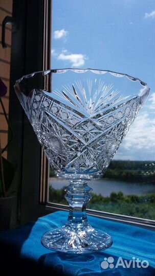 Ваза для фруктов на ножке хрусталь