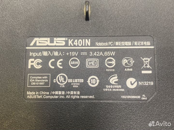 Ноутбук asus k40 ln в разбор
