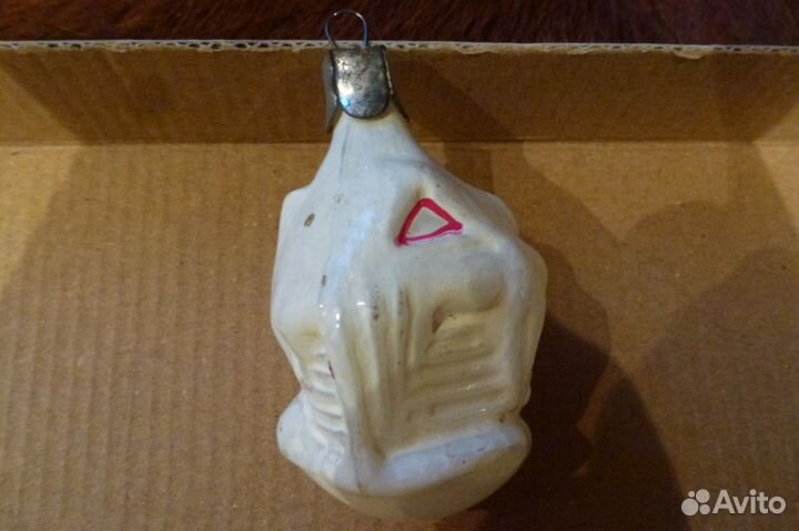 Елочная игрушка домик стекло винтаж СССР