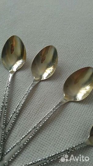 Ложки кофейные мельхиор.позолота