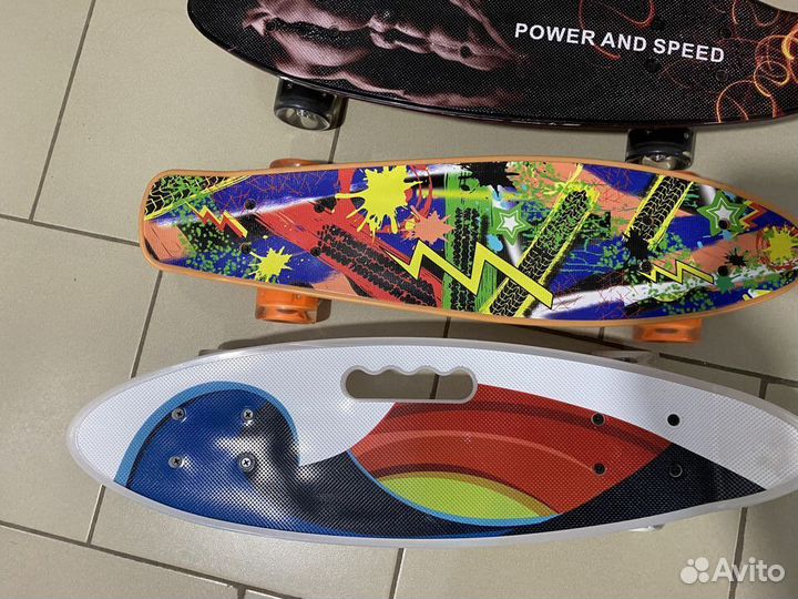 Детский скейтборд со светом 6 расцветок 60 см