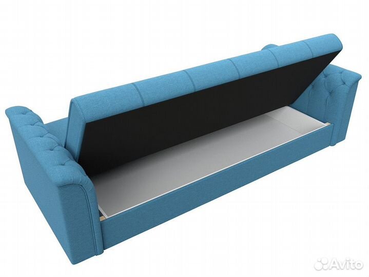 Диван книжка Сиеста прямой рогожка голубой