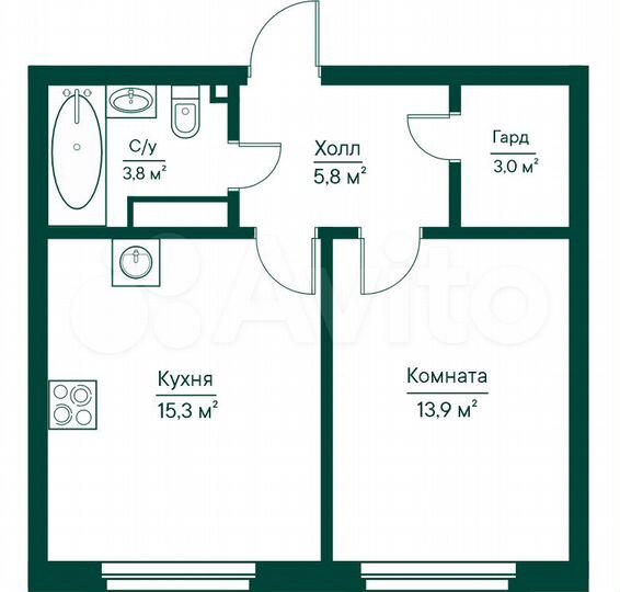1-к. квартира, 41,8 м², 3/29 эт.