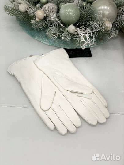 Перчатки кожаные белые новые