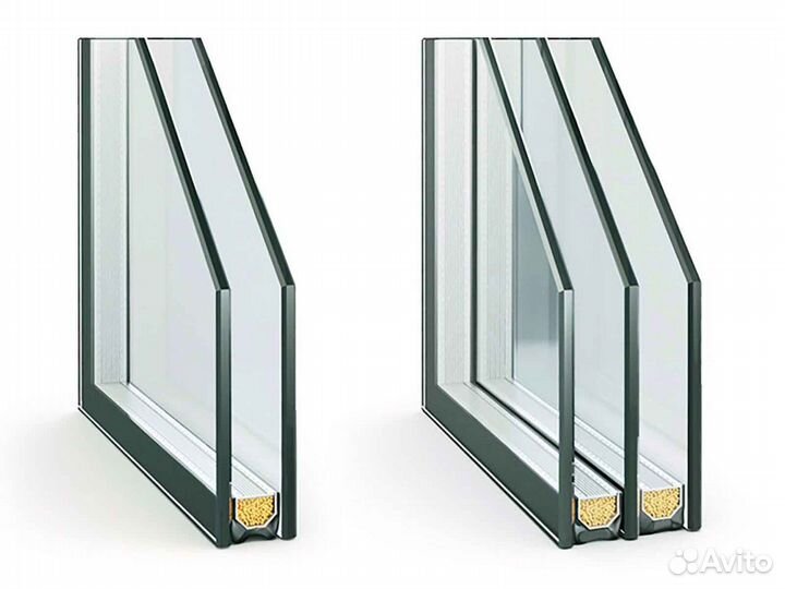Ремонт окон, стеклопакет Эконом RAL65105