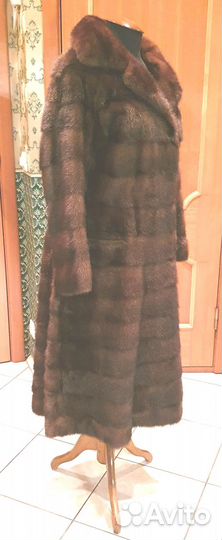 Пальто (шуба) норка орех поперечка