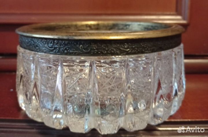 Хрустальная салатница СССР с серебром