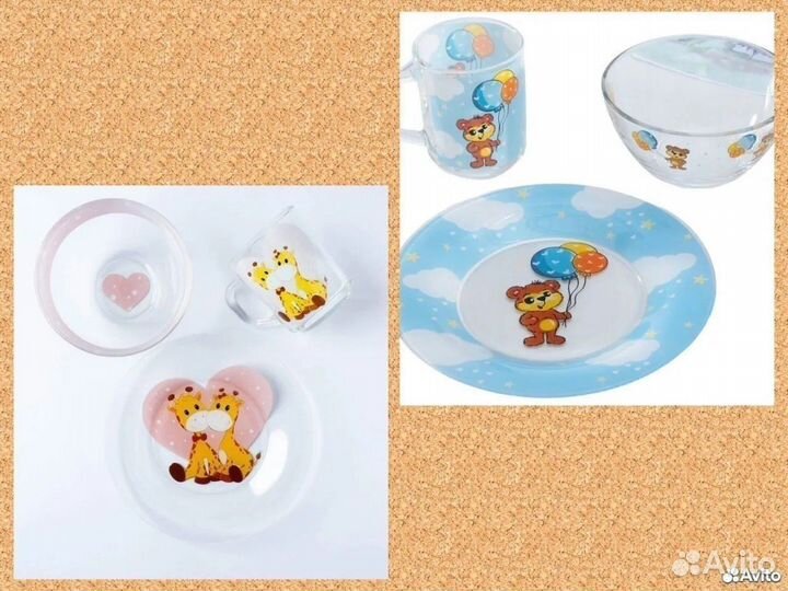 Набор детской посуды новый стекло