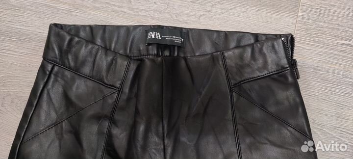 Брюки из экокожи zara xs