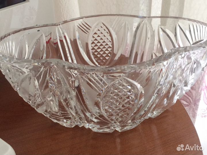 Хрустальная ваза ладья