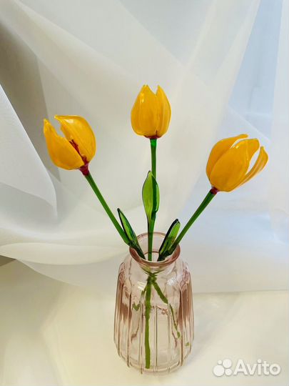 Тюльпан оранжевый 20 см художественное стекло