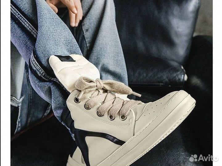 Кеды Rick Owens Geobasket Jumbo Laces Белые