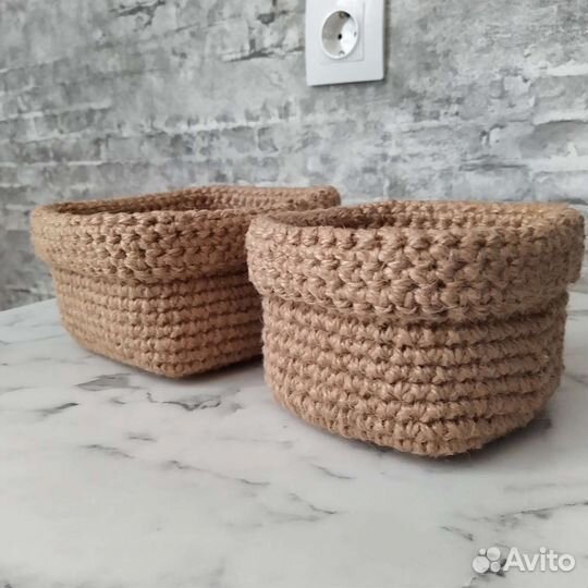 Корзинка из джута для хранения и декора