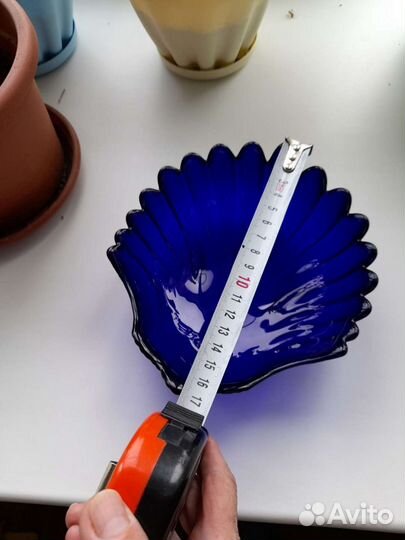 Ваза (салатница) -раковина кобальтовое стекло