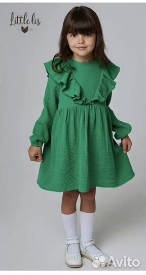 Платье для девочки зеленое 92