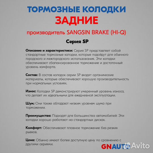 Тормозные колодки задние SP1881 Sangsin Brake