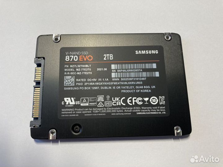 SSD накопитель Samsung 870 EVO MZ-77E2T0 2тб