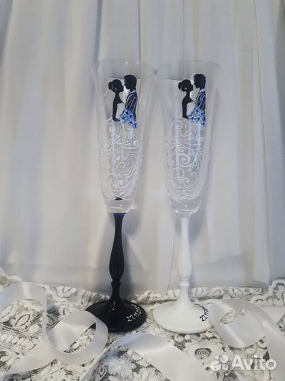 Бокалы свадебные. Роспись на заказ