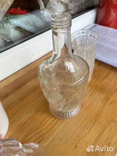 Графин штоф хрустальный и 3 рюмки