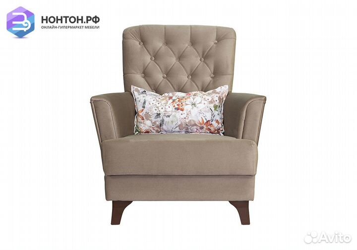 Кресло Ирис коричнево-бежевое / коричневые цветы