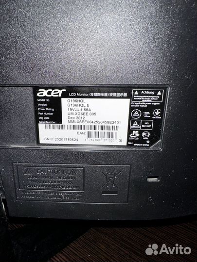 Монитор Acer G196 1366x768