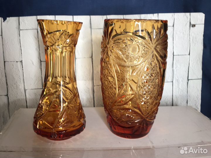 Ваза цветной хрусталь