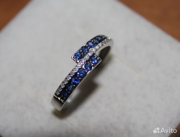Золотое кольцо. Сапфиры. Бриллианты. Золото 585
