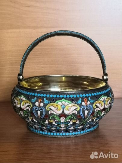 Конфетница серебро эмаль 84 проба