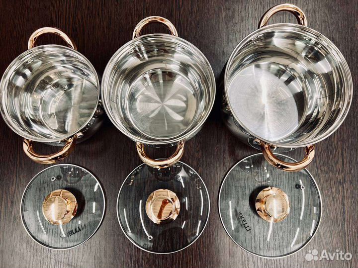 Кастрюля новая из нержавеющей стали,набор кастрюль