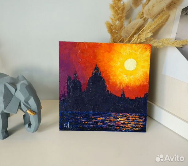 Картина маслом Венеция 15х15 см. В наличии