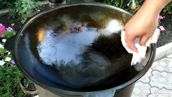 Казан чугунный узбекский плоское дно 12 литров