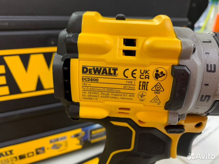 Шуруповерт dewalt DCD800E2T (18в) с акб PowerStac