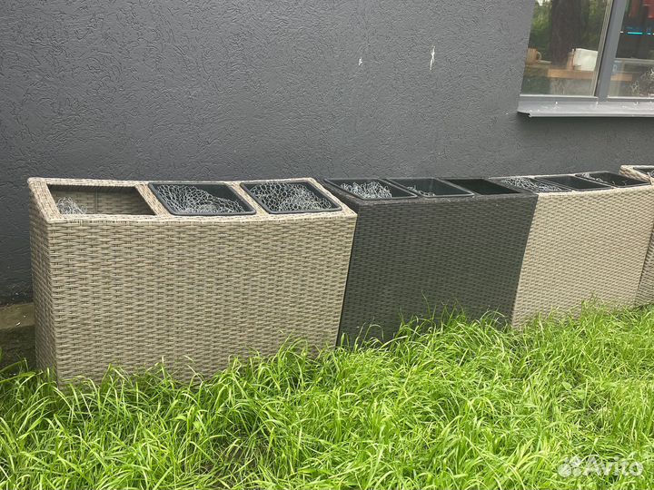 Кашпо для цветов напольное ротанг