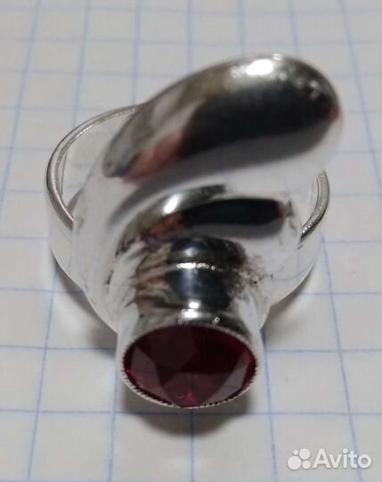Серебряное кольцо рубин звезда 916 пр гост СССР