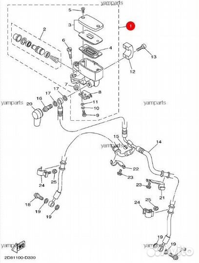 Цилиндр тормозной, главный Yamaha