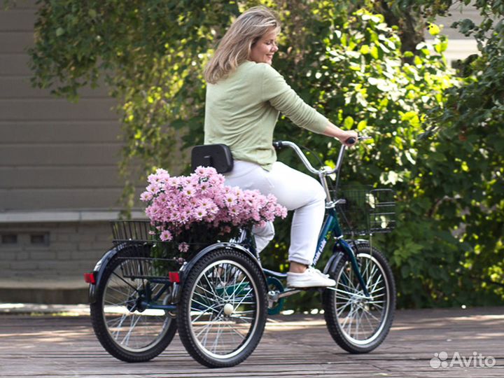 Велосипед на 3-х колесах с широким сиденьем и спин