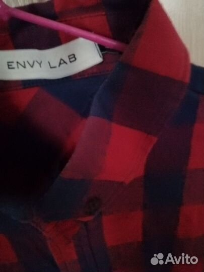 Мужская рубашка в красно-синюю клетку р. 46-48