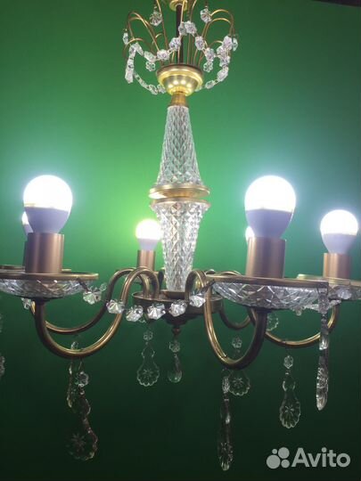 Хрустальная люстра(6 свечей) СССР Чехословакия