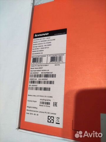 Планшет lenovo A1000-F