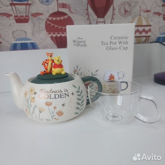 Чайник керамический со стеклянной кружкой Disney