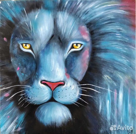 Синий лев картина масло