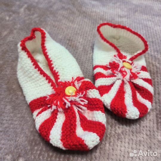 Тапочки домашние детские вязанные