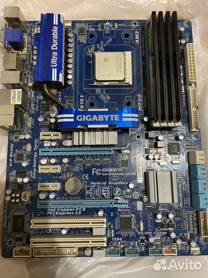 Материнская плата gigabyte (AM3) с цп и памятью