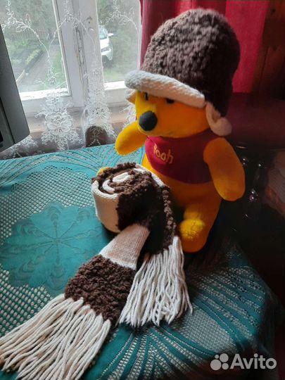 Вязаный комплект шапка и шарф, ручная работа