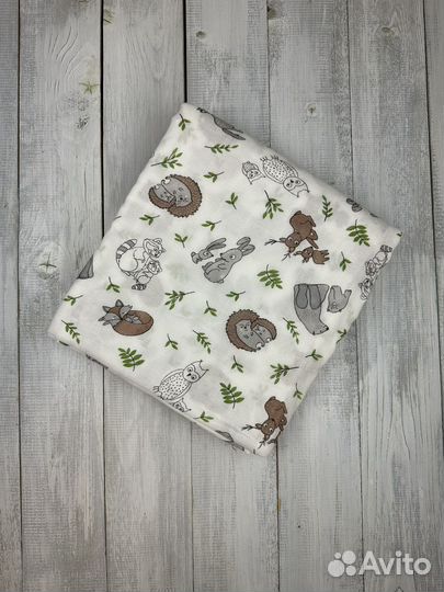 Плед детский муслин, плюш 110х140