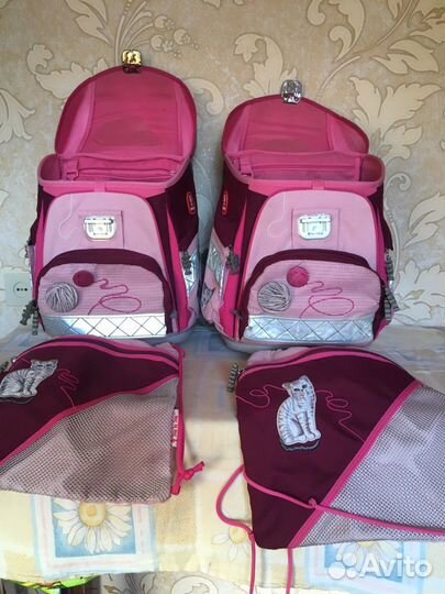 Ранцы для близнецов б/у Hama Kitty+ мешок для обув