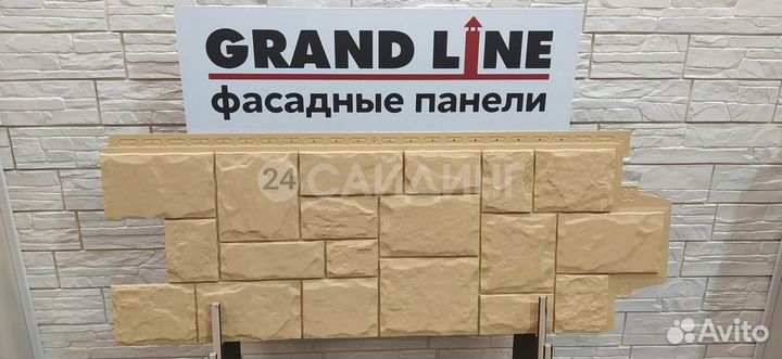 Фасадные панели Grand Line Крупный Камень classic Песочный