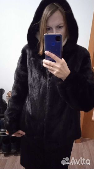 Шуба норковая с капюшоном